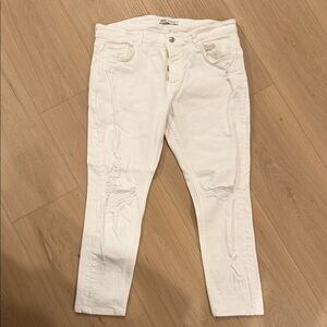 Zara Women's Cream Skinny Jeans